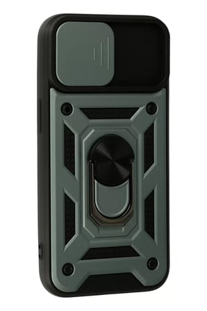 Newface Apple iPhone 15 Kılıf Pars Lens Yüzüklü Silikon - Yeşil