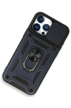 Newface Apple iPhone 15 Pro Kılıf Pars Lens Yüzüklü Silikon - Lacivert