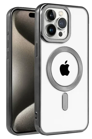 Newface Apple iPhone 15 Pro Kılıf Kronos Magsafe Kapak - Siyah