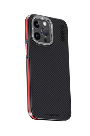 Joko Apple iPhone 15 Pro Kılıf Aramid 600D Kevlar Karbon Fiber Magsafe Kapak - Kırmızı