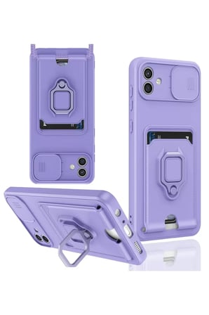 Newface Samsung Galaxy A05 Kılıf Zuma Kartvizitli Yüzüklü Silikon - Lila