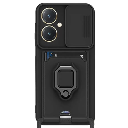 Newface Vivo Y27 Kılıf Zuma Kartvizitli Yüzüklü Silikon - Siyah