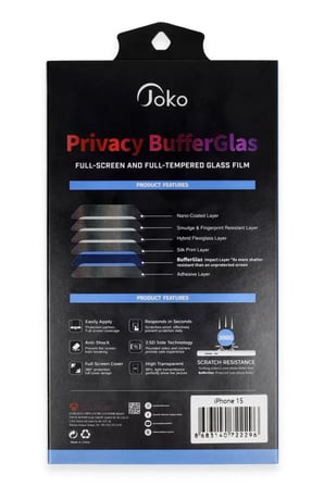 Joko Apple iPhone 15 Buffer Hayalet Cam Ekran Koruyucu - Siyah