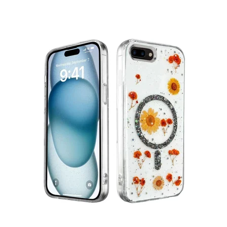 Newface Apple iPhone 7 Kılıf Daisy Simli Magsafe Kapak - Siyah