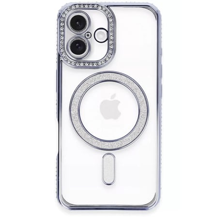 Newface Apple iPhone 16 Plus Kılıf Joke Simli Magneticsafe Kılıf - Mavi