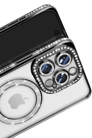 Newface Apple iPhone 16 Pro Max Kılıf Joke Simli Magneticsafe Kılıf - Siyah