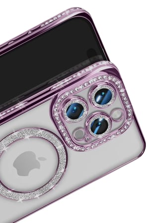 Newface Apple iPhone 16 Pro Max Kılıf Joke Simli Magneticsafe Kılıf - Derin Mor