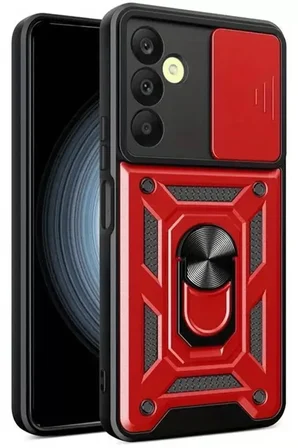 Newface Samsung Galaxy S24 FE Pars Lens Yüzüklü Silikon - Kırmızı