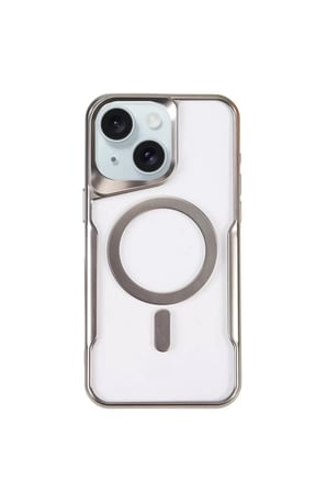 Newface Apple iPhone 15 Plus Kılıf Boyi Magsafe Silikon Kapak - Gümüş