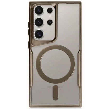 Newface Samsung Galaxy S23 Ultra Kılıf Boyi Magsafe Silikon Kapak - Kahverengi