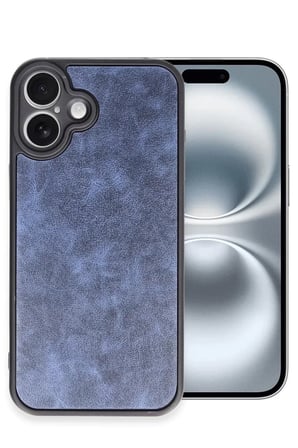 Newface Apple iPhone 16 Plus Kılıf Aras Deri Kapak - Lacivert
