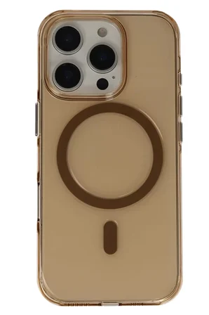 Joko Apple iPhone 16 Pro Max Gleam PC Sert Magsafe Kılıf - Şeffaf-Gold