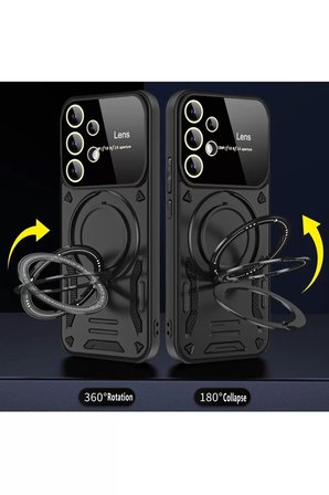 Newface Samsung Galaxy S25 Ultra Kılıf Joy Lens Standlı Kapak - Lacivert