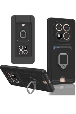 Newface Xiaomi Redmi Note 14 Pro Plus Kılıf Zuma Kartvizitli Yüzüklü Silikon - Siyah