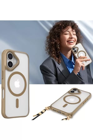 Newface Apple iPhone 16 Plus Kılıf Enka Magsafe Silikon Kılıf - Desert