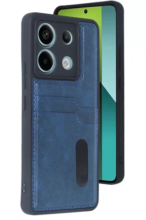 Newface Xiaomi Redmi Note 13 Pro 4G Kılıf Sara Kartvizitli Deri Kılıf - Lacivert