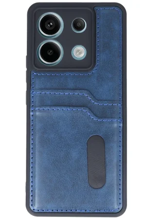 Newface Xiaomi Redmi Note 13 Pro 4G Kılıf Sara Kartvizitli Deri Kılıf - Lacivert