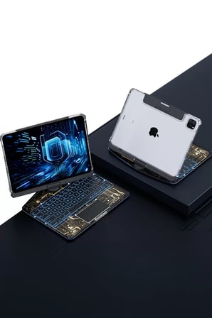 Newface Apple JP11 iPad Pro 11 (2022) Kılıf Vales Dönen Ledli Klavyeli Tablet Kılıfı - Siyah