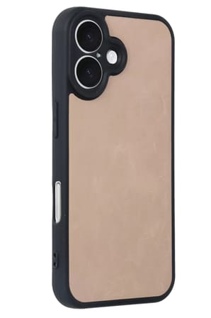 Newface Apple iPhone 16 Kılıf Aras Deri Kapak - Pudra