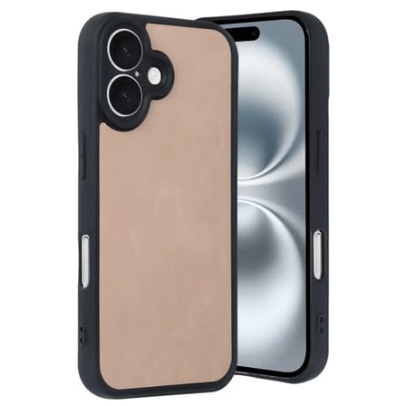 Newface Apple iPhone 16 Kılıf Aras Deri Kapak - Pudra