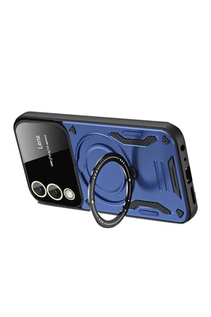 Newface Samsung Galaxy S25 Edge Kılıf Joy Lens Standlı Kapak - Lacivert