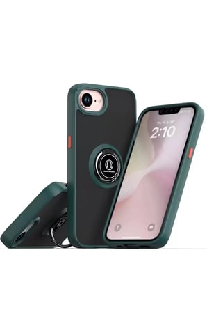Newface Apple iPhone 16E Kılıf Montreal Yüzüklü Silikon Kapak - Yeşil