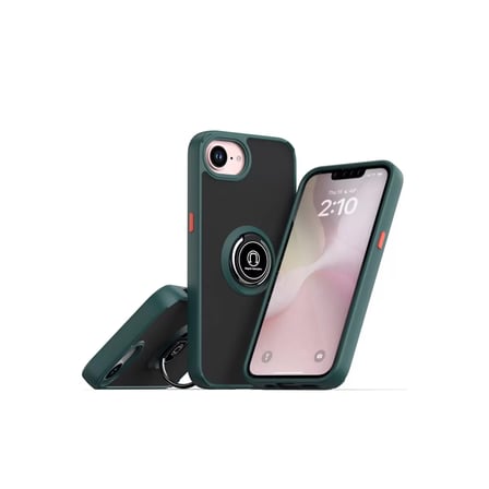 Newface Apple iPhone 16E Kılıf Montreal Yüzüklü Silikon Kapak - Yeşil
