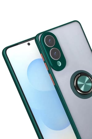 Newface Samsung Galaxy S25 Edge Kılıf Montreal Yüzüklü Silikon Kapak - Yeşil