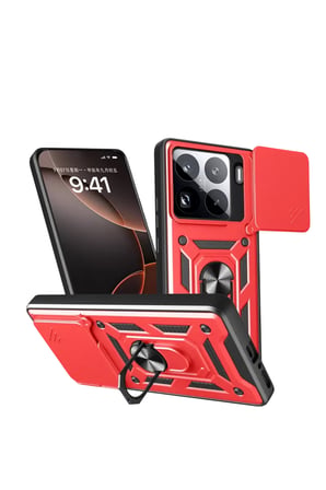 Newface Xiaomi Mi 15 Pro Kılıf Pars Lens Yüzüklü Silikon - Kırmızı