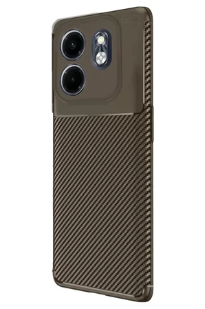Newface İnfinix Hot 50i 4G Kılıf Auto Focus Karbon Kapak - Kahverengi