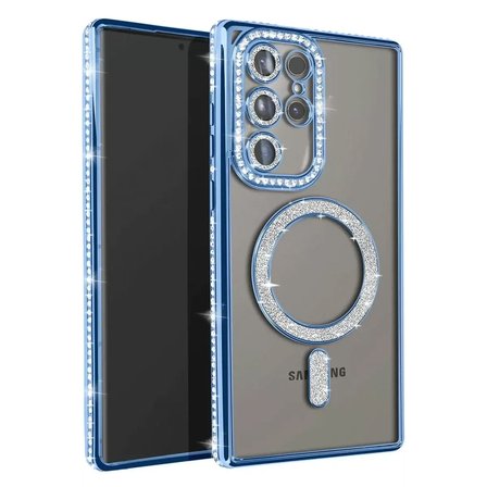 Newface Samsung Galaxy S23 Ultra Joke Simli Magneticsafe Kılıf - Mavi