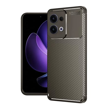 Newface Oppo Reno 13 Pro Kılıf Auto Focus Karbon Kapak - Kahverengi