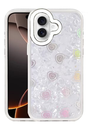 Newface Apple iPhone 16 Lumi Desenli Kapak - Beyaz