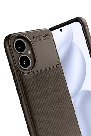Newface Honor 400 Kılıf Auto Focus Karbon Kapak - Kahverengi