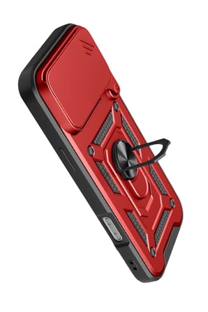 Newface Apple iPhone 17 Pro Max Pars Lens Yüzüklü Silikon - Kırmızı