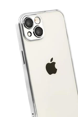 Newface Apple iPhone 15 Razer Lensli Silikon - Gümüş