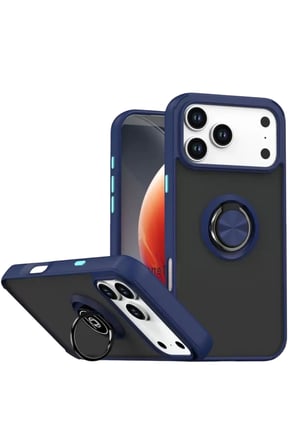 Newface Apple iPhone 17 Pro Max Montreal Yüzüklü Silikon Kapak - Lacivert