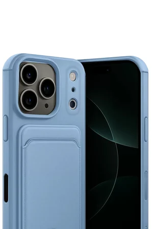 Newface Apple iPhone 17 Pro Max Kelvin Kartvizitli Silikon - Mavi