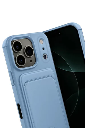 Newface Apple iPhone 17 Pro Max Kelvin Kartvizitli Silikon - Mavi