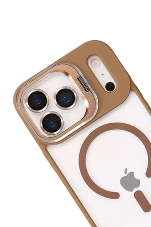 Joko Apple iPhone 17 Pro Remim Lensli Magsafe Standlı Kapak - Kahverengi