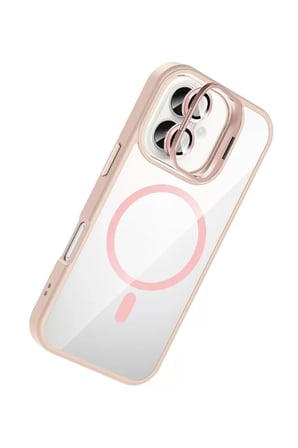Joko Apple iPhone 16 Remim Lensli Magsafe Standlı Kapak - Pembe