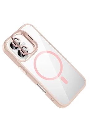 Joko Apple iPhone 16 Remim Lensli Magsafe Standlı Kapak - Pembe