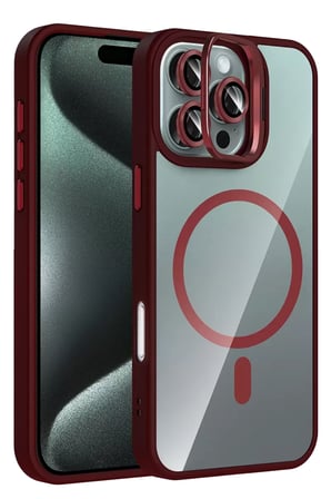 Joko Apple iPhone 16 Pro Remim Lensli Magsafe Standlı Kapak - Bordo