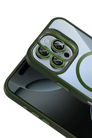 Joko Apple iPhone 16 Pro Max Remim Lensli Magsafe Standlı Kapak - Koyu Yeşil