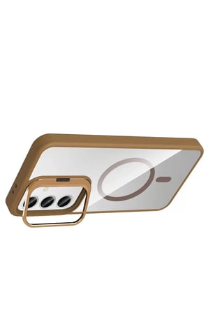 Joko Samsung Galaxy S24 FE Remim Lensli Magsafe Standlı Kapak - Kahverengi