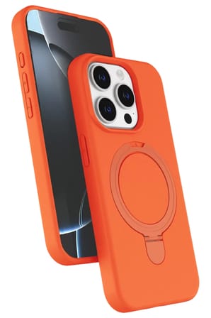 Newface Apple iPhone 15 Pro Max Regal Magsafe Standlı Kapak - Turuncu