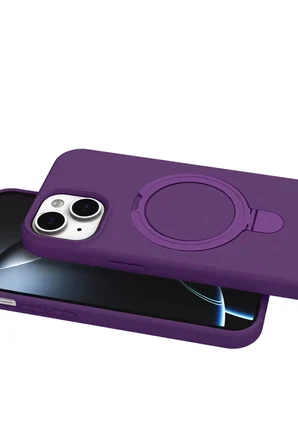 Newface Apple iPhone 14 Regal Magsafe Standlı Kapak - Derin Mor