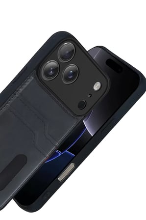 Newface Apple iPhone 17 Pro Sara Kartvizitli Deri Kılıf - Siyah