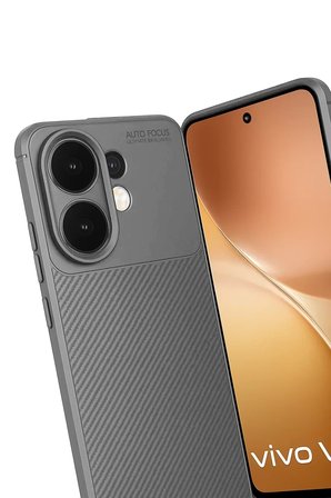Newface Vivo V60 5G Auto Focus Karbon Kapak - Gri