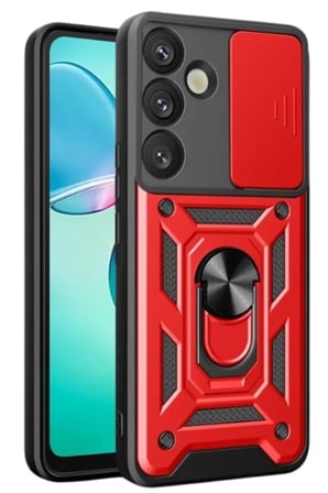 Newface Samsung Galaxy S26 Pars Lens Yüzüklü Silikon - Kırmızı